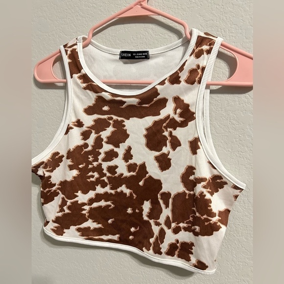 COW print Tank Crop top & short set, Woman size Large, animal print co ord set - Picture 6 of 7